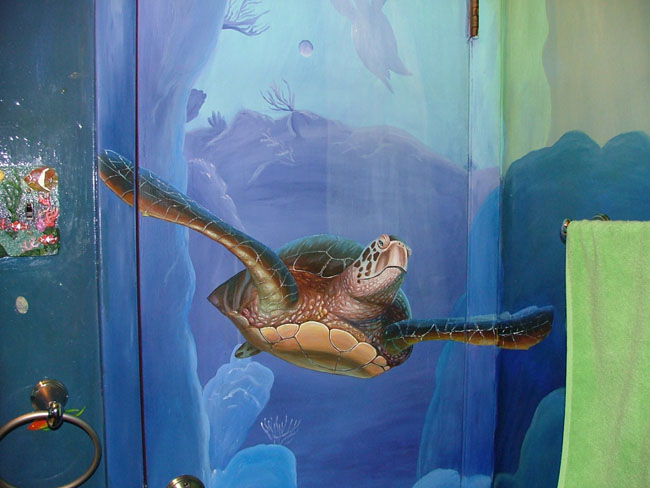 Dolphin's bathroom mural