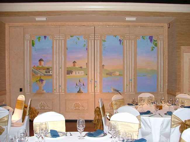 Mykonos windmills mural Estia restaurant